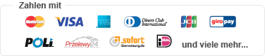 Sichere Online-Zahlung: MasterCard, VISA, American Express, Diners Club International, JCB, GiroPay, POLi, Przelewy24, Sofort&uuml;berweisung/DirectEbanking, iDEAL, ...